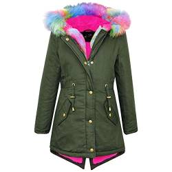 A2Z 4 Kids® Mädchen Parka Jacke Kinder Pelz - Parka Jacket. Rainbow Fur 5-6 von A2Z 4 Kids