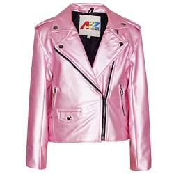 A2Z 4 Kids® PU Leder Jacke Dicker Kragen Biker Reißverschluss Mantel Wasserdichte - PU Leather Jacket 460 Baby Pink 7-8. von A2Z 4 Kids
