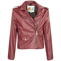 A2Z 4 Kids® PU Leder Jacke Dicker Kragen Biker Reißverschluss Mantel Wasserdichte - PU Leather Jacket 460 Wine 13. von A2Z 4 Kids