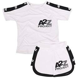 A2Z 4 Kids® Shorts Set Jungen Mädchen T Shirt Sport - Shorts Set 492 White 7-8 von A2Z 4 Kids