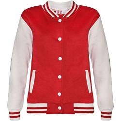 A2Z 4 Kids Baseball Kontrast Jacke Varsity Stilvoll Mantel B.B Stehkragen Lange Ärmel - B.B Plain Jacket Red 5-6 von A2Z 4 Kids