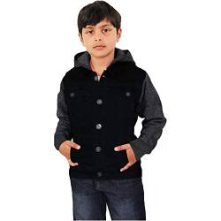 A2Z 4 Kids Kinder Jungen Denim Jacken Designer Vlies - Boys Denim Jacket JK15 Jet Black 7-8 von A2Z 4 Kids