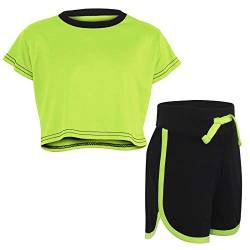 A2Z 4 Kids Kinder Mädchen Crop Top & Heiß Neon Grün Kurze Hose - Crop Shorts 531 Neon Green._9-10 von A2Z 4 Kids