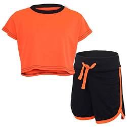 A2Z 4 Kids Kinder Mädchen Crop Top & Heiß Neon Orange Kurze Hose - Crop Shorts 531 Neon Orange._9-10 von A2Z 4 Kids