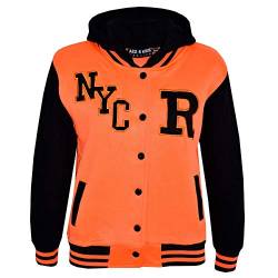 A2Z 4 Kids Kinder Mädchen Jungen R Mode NYC Baseball Mit Kapuze Jacke - B.B Jacket New NYC Neon Orange 11-12 von A2Z 4 Kids