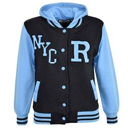 A2Z 4 Kids Kinder Mädchen Jungen R Mode NYC Baseball Mit Kapuze Jacke - B.B Jacket New NYC Sky Blue 5-6 von A2Z 4 Kids