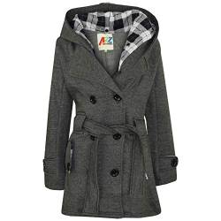 A2Z 4 Kids Kinder Mädchen Parka Jacke Mit Kapuze Dunkelgrau Graben Mantel Wolle Mischung - Jacket 007 Charcoal._13 von A2Z 4 Kids