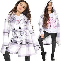 A2Z 4 Kids Kinder Mädchen Parka Jacke Mit Kapuze Graben Mantel Mode Wolle Mischung - Jacket 007 Lilac Check 9-10 von A2Z 4 Kids