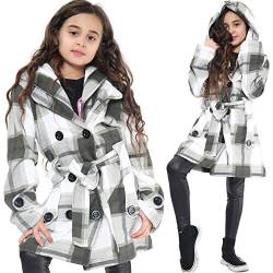 A2Z 4 Kids Kinder Mädchen Parka Jacke Mit Kapuze Graben Mantel Mode Wolle Mischung - Jacket 007 Olive Check 9-10 von A2Z 4 Kids