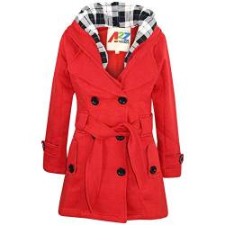 A2Z 4 Kids Kinder Mädchen Parka Jacke Mit Kapuze Graben Mantel Mode Wolle Mischung - Jacket 007 Red 13 von A2Z 4 Kids