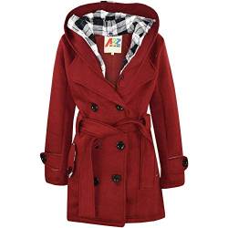 A2Z 4 Kids Kinder Mädchen Parka Jacke Mit Kapuze Graben Mantel Mode Wolle Mischung - Jacket 007 Wine 5-6 von A2Z 4 Kids