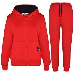 A2Z 4 Kids Kontrast Schlicht Trainingsanzug Rot Und Schwarz Vlies Hoodie Mit Jogger - T.S Contrast Trim Red & Black_11-12 von A2Z 4 Kids