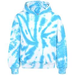 A2Z 4 Kids Mädchen Jungen Plain and Tie Dye Druck Sweatshirt Pullover - Sweat Hoodie T.D Blue 11-12 von A2Z 4 Kids