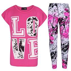 A2Z 4 Kids Mädchen Lieben Druck Spitze Kurz Ärmel - Love Splash Set Pink 11-12 von A2Z 4 Kids