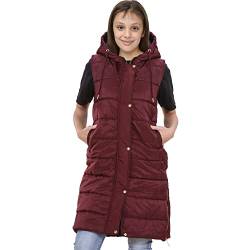 A2Z 4 Kids Mädchen Mode Gilet Weinrot Gepolsterte Lange Weste Jacke - Gilet 800 Wine._9-10 von A2Z 4 Kids