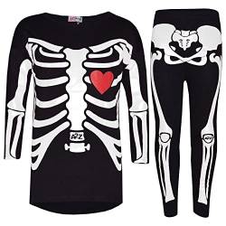 A2Z 4 Kids Mädchen Oberteile Skelett Drucken T-Shirt Oben & Mode - Skeleton Set Black White_7-8 von A2Z 4 Kids