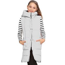 A2Z 4 Kids Mädchen Runter Weste Mode Übergröße Mit Kapuze Gepolstert - Gilet 934 White 11-12 von A2Z 4 Kids