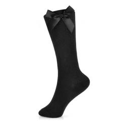 A2Z 4 Kids Mädchen Süß Und Gemütlich Baumwolle Reich Knie Hohe Socken Mit Schleife - Socks AZ408 Black 3 Pack 7-10 von A2Z 4 Kids