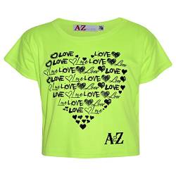 A2Z 4 Kids Mädchen Top Kinder Love Aufdruck T-Shirt Crop Top - New Crop Top Love Neon Green 7-8.1 von A2Z 4 Kids