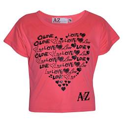 A2Z 4 Kids Mädchen Top Kinder Love Aufdruck T-Shirt Crop Top - New Crop Top Love Neon Pink 9-10.1 von A2Z 4 Kids