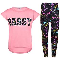 A2Z 4 Kids Mädchen Top Kinder Sassy Druck T-Shirt Tops & Legging Set - Sassy Set 334 Baby Pink_.11-12 von A2Z 4 Kids