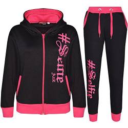 A2Z 4 Kids #SELFIE Schwarz & Rosa Trainingsanzug Hoodie - T.S Selfie 002 Black & Pink..9-10 von A2Z 4 Kids