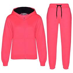 A2Z 4 Kids Schlicht Trainingsanzug Kontrast Vlies Hoodie Mit Jogger - T.S Contrast Trim Neon Pink & Black 9-10 von A2Z 4 Kids