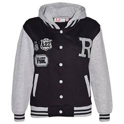 A2Z 4 Kids Unisex B.B Mit Kapuze R Mode FOX Uni-Jacke Baseball Stil - B.B Jacket Black & Grey 5-6 von A2Z 4 Kids