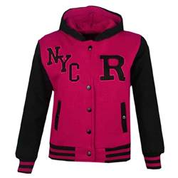 A2Z 4 Kids Unisex Mädchen Jungen Mode Mit Kapuze Kapuzenpullover Varsity - B.B Jacket Dark Pink NYC 9-10 von A2Z 4 Kids