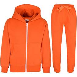 A2Z 4 Kids Unisex Plain Trainingsanzug Kapuzenpullover Mit Jogger Jogginghose - T.S Plain Orange 7-8 von A2Z 4 Kids