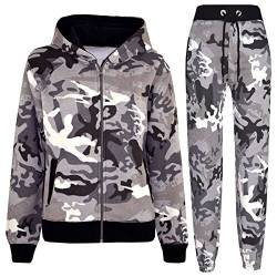 A2Z 4 Kids Unisex Plain Trainingsanzug Kapuzenpullover Mit Jogger - T.S Plain Camo Charcoal 11-12 von A2Z 4 Kids