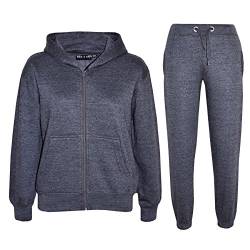 A2Z 4 Kids Unisex Plain Trainingsanzug Kapuzenpullover Mit Jogger - T.S Plain Charcoal 11-12 von A2Z 4 Kids