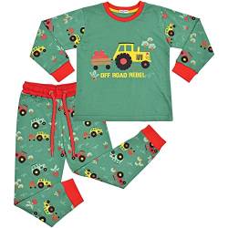 A2Z 4Kids Traktor Schlafanzug Set Kontrast Farbe PJS Matching Top Bottom Grün Pyjama - PJS 193 Tractor Green._3-4 von A2Z 4 Kids
