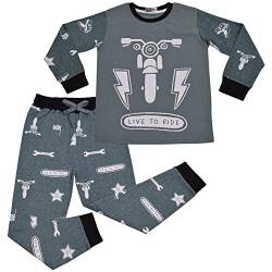 Kinder Jungen Live to Ride Kinder Pyjama 2 Stück Baumwolle Schlafanzug Satz Salon - PJS 164 Grey 9-10 von A2Z 4 Kids