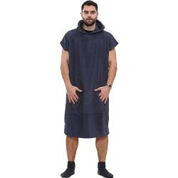 A2Z 4 Erwachsene Handtuch Poncho Bademantel Weich Damen Herren Männer Geschenk - Towel Bathrobe 128 Navy L-XL von A2Z