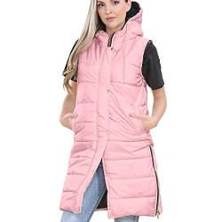 A2Z Damen Erwachsene Ärmellos Gilet Übergroß Kapuzen Marine - Gilet 800 Baby Pink XL von A2Z