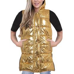 A2Z Damen Erwachsene Ärmellos Gilet Übergroß Kapuzen Marine - Gilet 800 Golden Foil XXL von A2Z