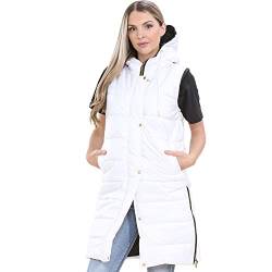 A2Z Damen Erwachsene Ärmellos Gilet Übergroß Kapuzen Marine - Gilet 800 White 4XL von A2Z