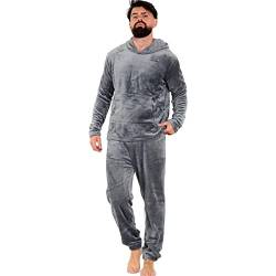 A2Z Herren Pyjama Weich Warm Vlies Twosie Erwachsene Mit Kapuze - PJS 217 Charcoal L von A2Z