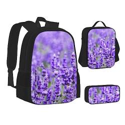 AABSTBFM Bodybuilding Evolution Schulbücher-Set mit Lunchtasche, Federmäppchen, Reise-Laptop-Rucksack, Schultasche, 3-teiliges Set, violett/lavendel, Einheitsgröße, Schulrucksack von AABSTBFM