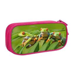 AABSTBFM Funny Frogs Federmäppchen mit Reißverschluss, Schwarz, großes Fassungsvermögen, für Schule, Büro und Reisen, rose, Einheitsgröße, Schulranzen von AABSTBFM