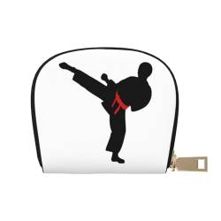 AABSTBFM Kreditkartenetui mit Kuh in Schwarz und Weiß bedruckt, PU-Leder, Kartenetui, Organizer-Tasche für Männer und Frauen, Karate Boy Vector Changeable Belt Color, Einheitsgröße von AABSTBFM