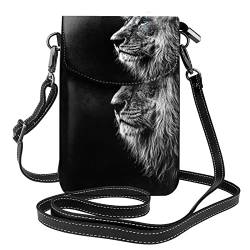 Damen Crossbody Geldbörse Fuchs bedruckte PU-Leder Handytasche Geldbörse, löwe, Einheitsgröße von AABSTBFM