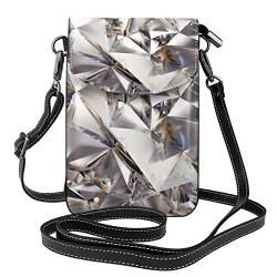 Damen Crossbody Geldbörse Pickleball Bälle Farben Muster gedruckt PU Leder Handy Tasche Geldbörse, Glitzer, abstraktes Diamant-Kristallmuster, Einheitsgröße von AABSTBFM