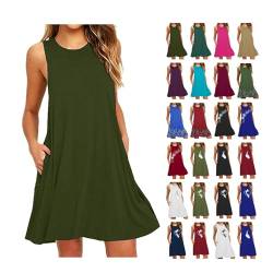 AACH Amazon Warehouse Deals Ware Damen Sommerkleider Ärmelloses Freizeitkleid Sommerliche Strandkleid Strandmode Midikleid Tank Kleid Atmungsaktiv Kleid Rundhals Strandkleid Casual Boho von AACH