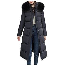 AACH Damen Coat Winddichter Daunenmantel Winterjacke Parka Jacke Baumwolle Einfarbig Fellkapuze Kapuzenjacke Mode Warme Wintermantel Lang Mantel mit Kapuze Winterjacke von AACH