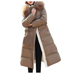 AACH Damen Coat Winddichter Daunenmantel Winterjacke Parka Jacke Baumwolle Einfarbig Fellkapuze Kapuzenjacke Mode Warme Wintermantel Lang Mantel mit Kapuze Winterjacke von AACH