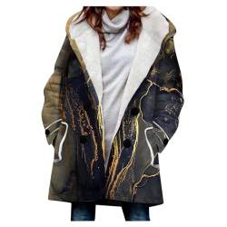 AACH Damen Fleecejacke Übergröße Plüschmantel Teddy-Fleece Mantel Warme Kapuzenpullover Winter Outdoor Kapuzenjacke mit Kapuze Lange Dickes Wintermantel Innenfleece Warm Winterjacke von AACH