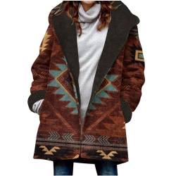 AACH Damen Fleecejacke Übergröße Plüschmantel Teddy-Fleece Mantel Warme Kapuzenpullover Winter Outdoor Kapuzenjacke mit Kapuze Lange Dickes Wintermantel Innenfleece Warm Winterjacke von AACH