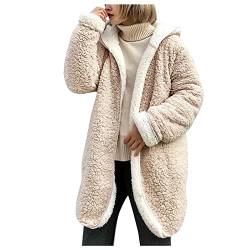 AACH Damen Jacket Hoodies Teddy Fleece Kapuzenpullover Herbst Winter Warm Oberteil Langarm Einfarbig Casual Sweatshirt Kapuzenpullover Pullover Hohe Qualität Elegant Hoodie Sweatshirt von AACH